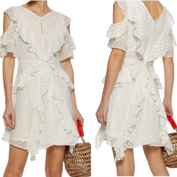 Walter Baker Off White Vickie Polka Dot Cold Shoulder Dress, Women’s Size 8 - Picture 2 of 10